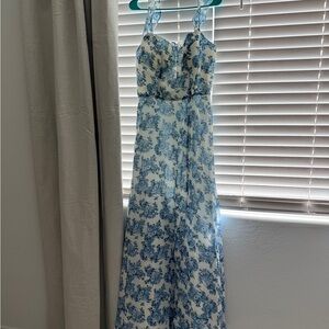 Blue and White Floral Maxi Dress